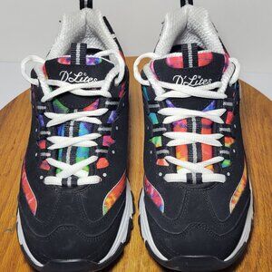Skechers Womens D 'Lites Summer Fiesta Black Multcolored Sneakers Size 8